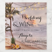 Personalisiertes Tropical Beach Wedding Wine Label Weinetikett (Einzelnes Label)