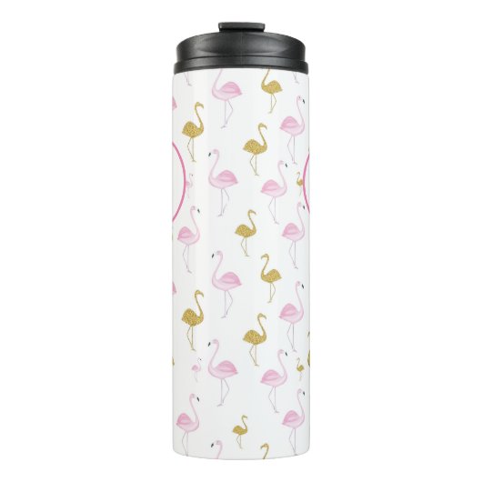 Personalisiertes Tropical Flamingo Travel Mug Thermosbecher (Vorderseite)
