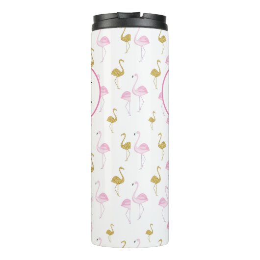 Personalisiertes Tropical Flamingo Travel Mug Thermosbecher (Rückseite)
