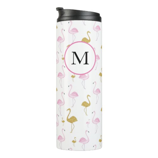 Personalisiertes Tropical Flamingo Travel Mug Thermosbecher (Nach rechts gedreht)