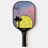 Personalisiertes Tropical Palm Tree Ball Name Tele Pickleball Schläger (Vorderseite)