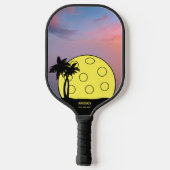 Personalisiertes Tropical Palm Tree Ball Name Tele Pickleball Schläger (Rückseite)