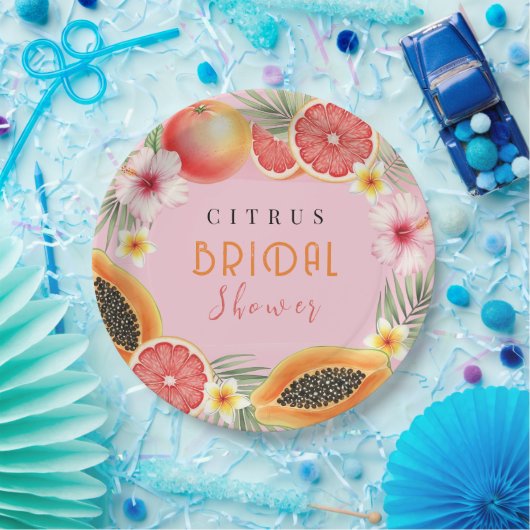 Personalisiertes tropisches Brautparty Pappteller (Party)