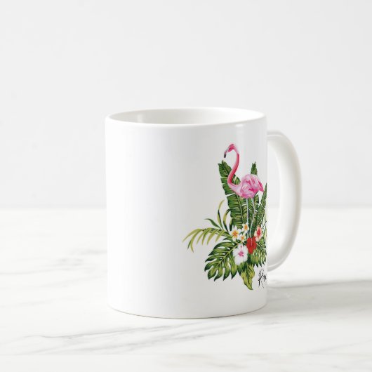 Personalisiertes tropisches Flamingo Kaffeetasse (VorderseiteRechts)