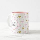 Personalisiertes tropisches Flamingo Zwei-Tone-Tas Zweifarbige Tasse (Vorderseite Links)