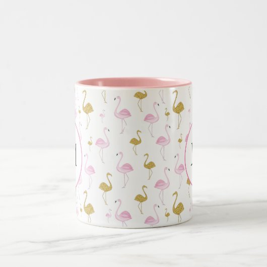 Personalisiertes tropisches Flamingo Zwei-Tone-Tas Zweifarbige Tasse (Mittel)