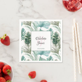 Personalisiertes tropisches Hochzeitspalmenmuster Serviette
