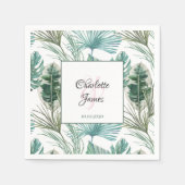 Personalisiertes tropisches Hochzeitspalmenmuster Serviette (Vorderseite)