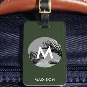 Personalisiertes tropisches Monogramm Jägergrün Gepäckanhänger