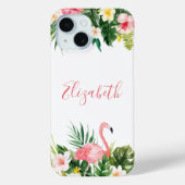 Personalisiertes tropisches Rosa Flamingo Case-Mate iPhone Hülle (Rückseite)