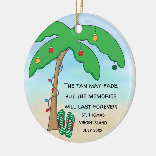 Personalisiertes tropisches Strand-Weihnachten Keramik Ornament (Links)