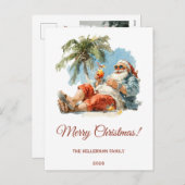Personalisiertes tropisches Weihnachtsfest Feiertagspostkarte (Vorne/Hinten)