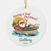 Personalisiertes tropisches Weihnachtsfest Keramik Ornament (Vorne)