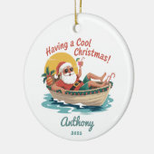 Personalisiertes tropisches Weihnachtsfest Keramik Ornament (Links)