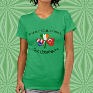 Personalisiertes Truthahn Irland USA Shamrock Dame T-Shirt