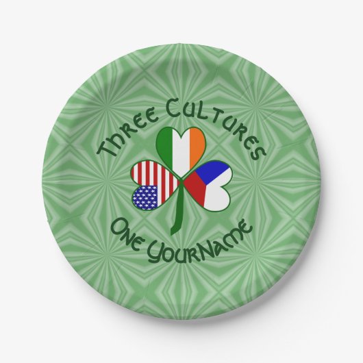 Personalisiertes Tschechien Irland USA Kleeblatt P Pappteller (Vorderseite)