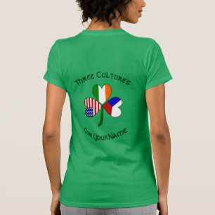 Personalisiertes Tschechien Irland USA Shamrock Da T-Shirt