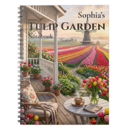 Personalisiertes Tulpen-Garten-Spiralnotizbuch Notizblock