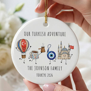 Personalisiertes Türkei-Familienreise-Ornament Keramik Ornament