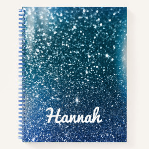 Personalisiertes Türkis- und Blau-Ombre-Glitter Notizblock