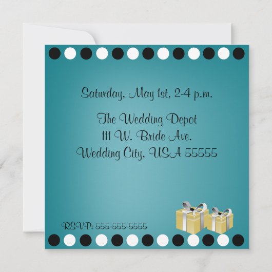 Personalisiertes Türkis- und Zebra-Brautparty Einladung (Rückseite)