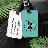 Personalisiertes Türkisblau-Monogramm Gepäckanhänger
