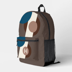 Personalisiertes Türkisbraun Beige Retro Tripe Bedruckter Rucksack