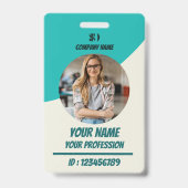 Personalisiertes Türkises Mitarbeiter-ID-Abzeichen Ausweis (Vorderseite)