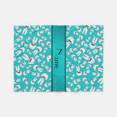 Personalisiertes türkisfarbenes Karomuster Fleecedecke (Vorderseite (Horizontal))