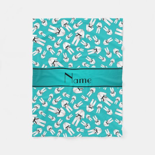 Personalisiertes türkisfarbenes Karomuster Fleecedecke (Vorderseite)