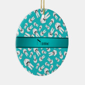 Personalisiertes türkisfarbenes Karomuster Keramikornament (Rechts)