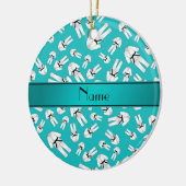 Personalisiertes türkisfarbenes Karomuster Keramikornament (Links)