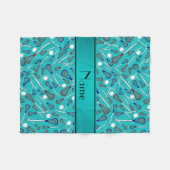 Personalisiertes türkisfarbenes Lacrossemuster Fleecedecke (Vorderseite (Horizontal))