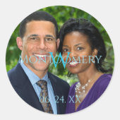 Personalisiertes türkisfarbenes Rundaufkleber Runder Aufkleber (Vorderseite)