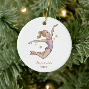 Personalisiertes Turnen-Turnerin Weihnachten   Keramik Ornament