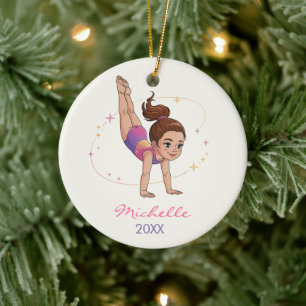 Personalisiertes Turnen-Turnerin Weihnachten     Keramik Ornament
