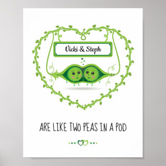 Personalisiertes "Two Peas in A Pod" 2 weibliches  Poster