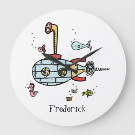 Personalisiertes U-Boot unter der Wasserrunde Große Wanduhr