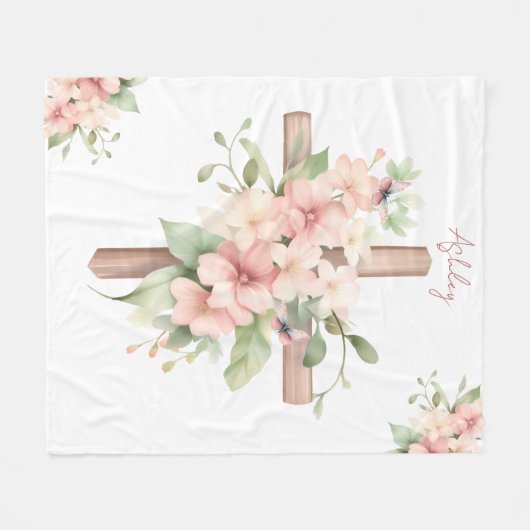 Personalisiertes Uferkreuz Fleecedecke (Vorderseite (Horizontal))