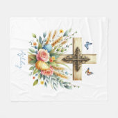 Personalisiertes Uferkreuz Fleecedecke (Vorderseite (Horizontal))