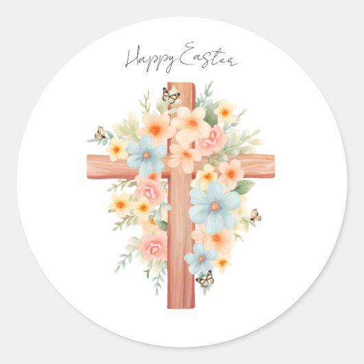 Personalisiertes Uferkreuz Runder Aufkleber (Vorderseite)