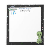 Personalisiertes UFO und Alien in der Sternennacht Notizblock (Vorderseite)