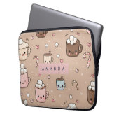 Personalisiertes und gemütliches Kakao-Muster Laptopschutzhülle (Vorderseite Links)