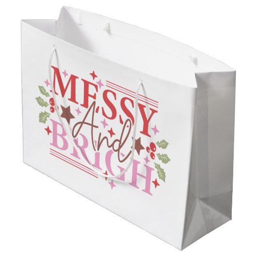 Personalisiertes und helles Weihnachtsgeschenk Große Geschenktüte (Rückseite Schrägansicht)