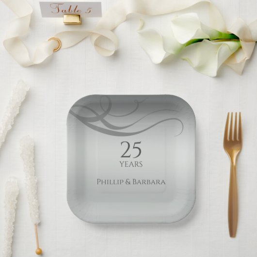 Personalisiertes und modernes Party zum 25-jährige Pappteller (Hochzeit)