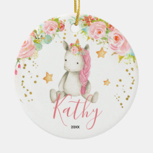 Personalisiertes Unicorn Baby Girl Keramik Ornament