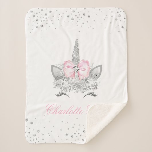 Personalisiertes Unicorn Baby Sherpadecke (Vorderseite)