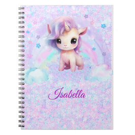 Personalisiertes Unicorn Design Glitzer Notebook Notizblock