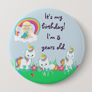 Personalisiertes Unicorn-Geburtstags-Party Button