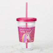 Personalisiertes Unicorn Girly Pink Glitzer Sparka Acryltrinkbecher (Vorderseite)